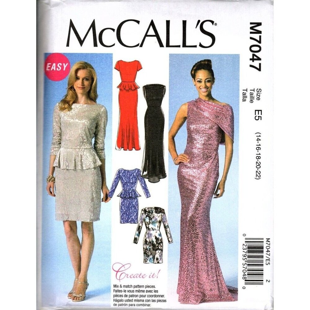 McCall's M7047 Misses 14 to 22 Special Occasion Prom Dress Uncut Sewing Pattern